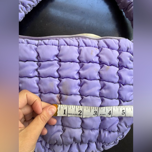 Lilac Quilted Puffy Small Baguette Women's Bag, Slouchy, Summer, Spring - Picture 9 of 12